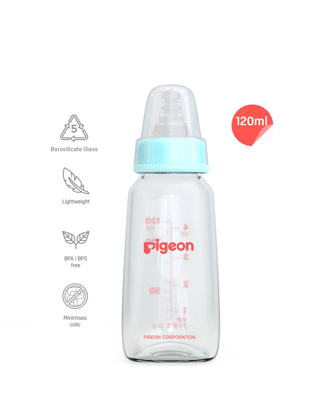 Glass Feeding Bottle 120ml with Add Nipple S